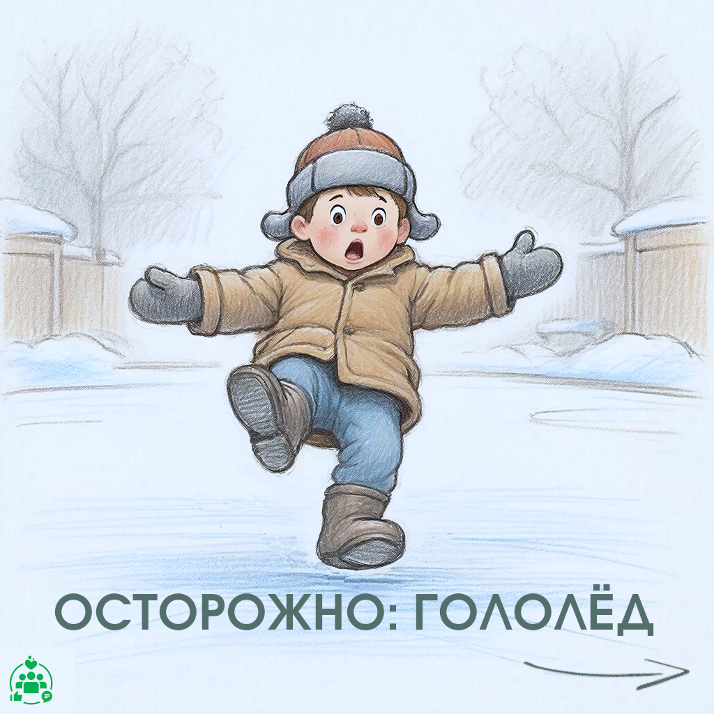 Осторожно гололёд.