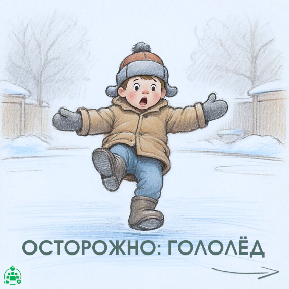 Осторожно гололёд.